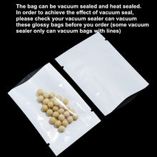 Load image into Gallery viewer, PABCK Multi-Sizes White Front Clear Open Top 2.8mil Plastic Vacuum Pouch Heat Sealable Bags for Food Storage Vitamin Packets Mini Sample Giveaway with Tear Notch