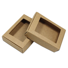 Load image into Gallery viewer, PABCK Visible Kraft Paper Gift Wrapping Boxes Merchandise Take Out Container Jewelry Necklaces Gift Favor Cardboard Box Candy Chocolate Food Storage Cake Craft Pack