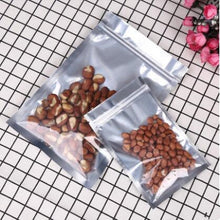 Load image into Gallery viewer, Front Clear Mylar Foil Heat Sealable Bag for Zip Bulk Food Storage Lock Bag Reclosable Smell Proof Pouch Aluminum Foil Zipper Lock Flat Sample Packet (100, 2.8x5.1 inches (2.4x3.9 inches Inner Size))